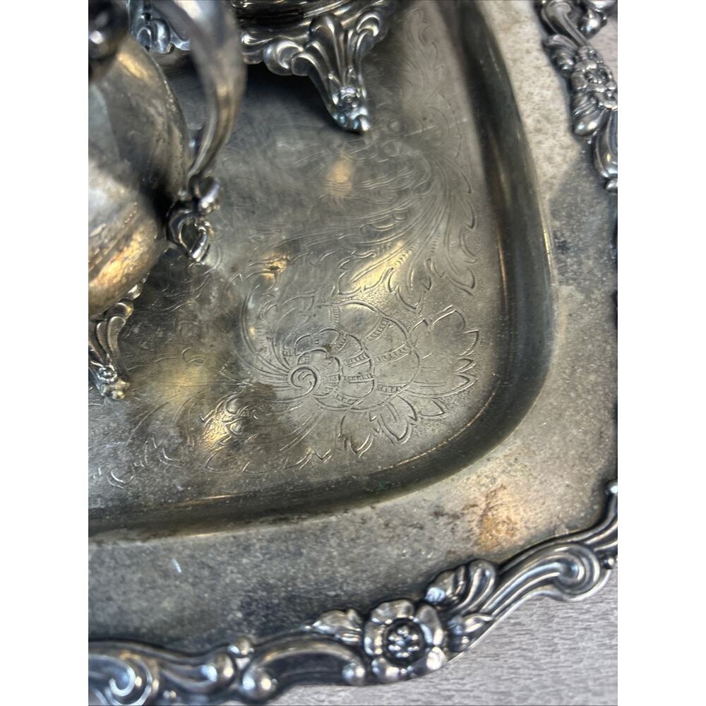 VTG Oneida USA Silver Plate 5-piece Coffee/Tea Service Set with Tray - Picture 8 of 14